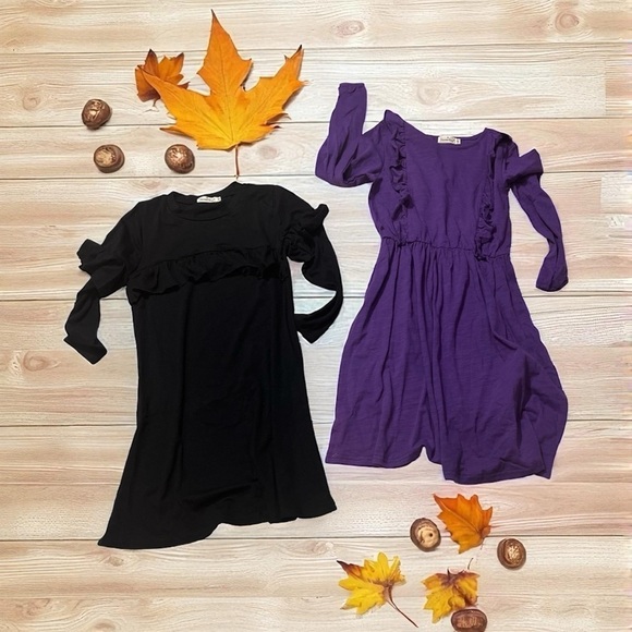 BesserBay Other - BesserBay Girls Ruffle Trim Long Sleeve Dresses – Bundle of 2 – Size 140 (NWOT)